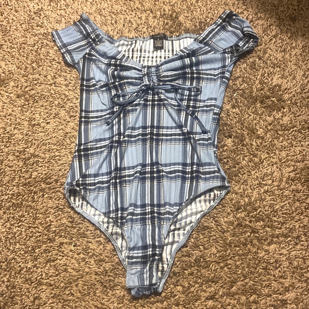 Blue & black printed body suit
